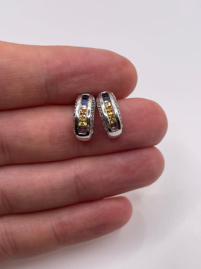 9ct white gold sapphire and diamond earrings