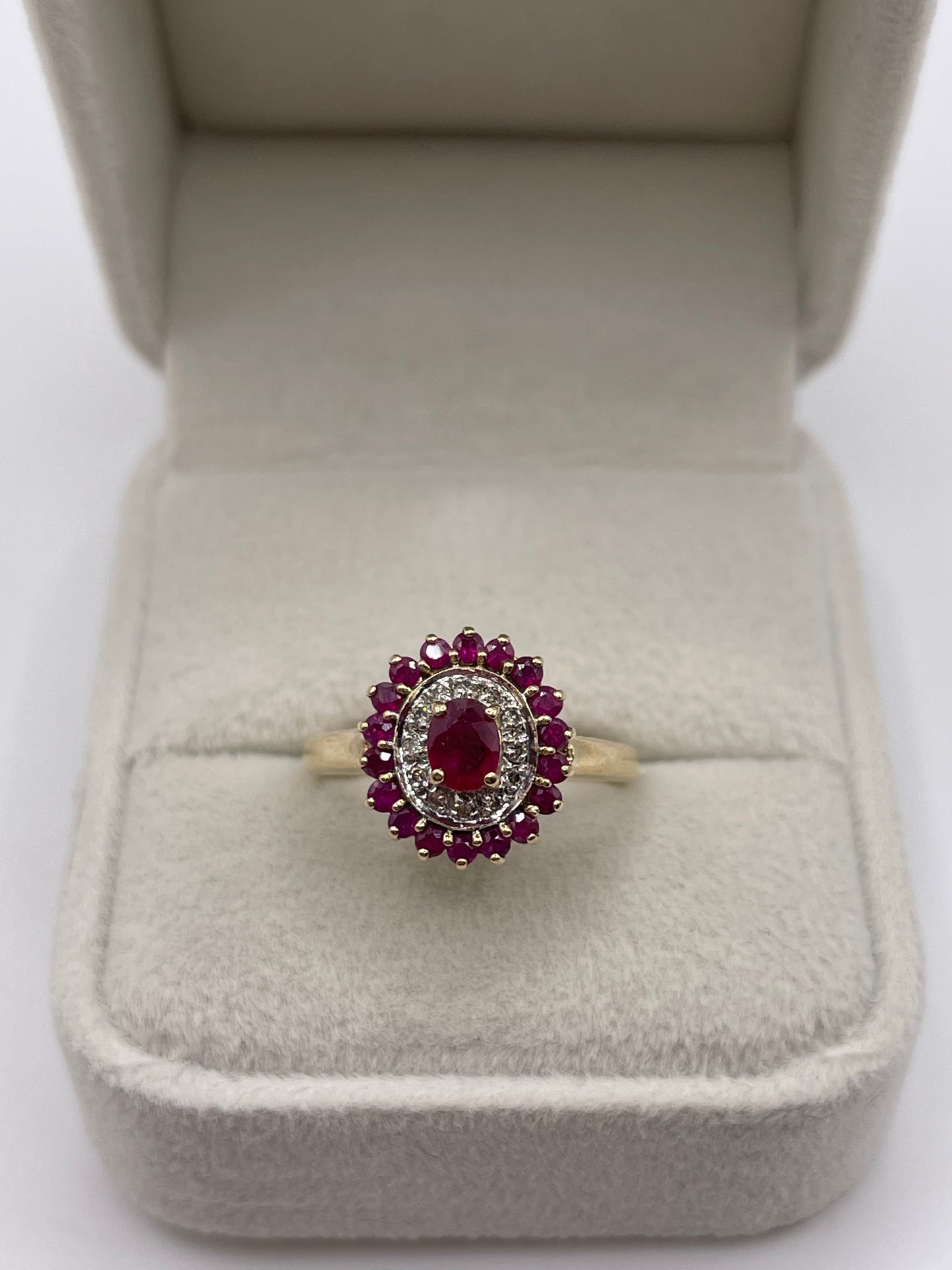 9ct gold ruby and diamond ring