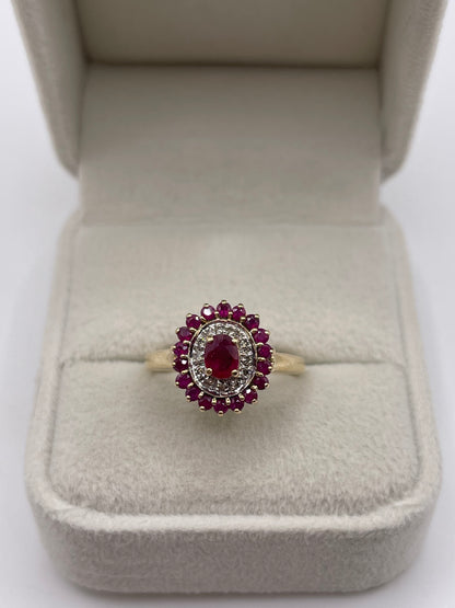9ct gold ruby and diamond ring