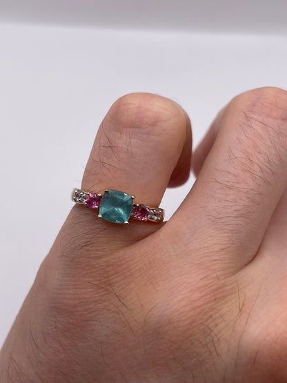 9ct gold multi gemstone cluster ring