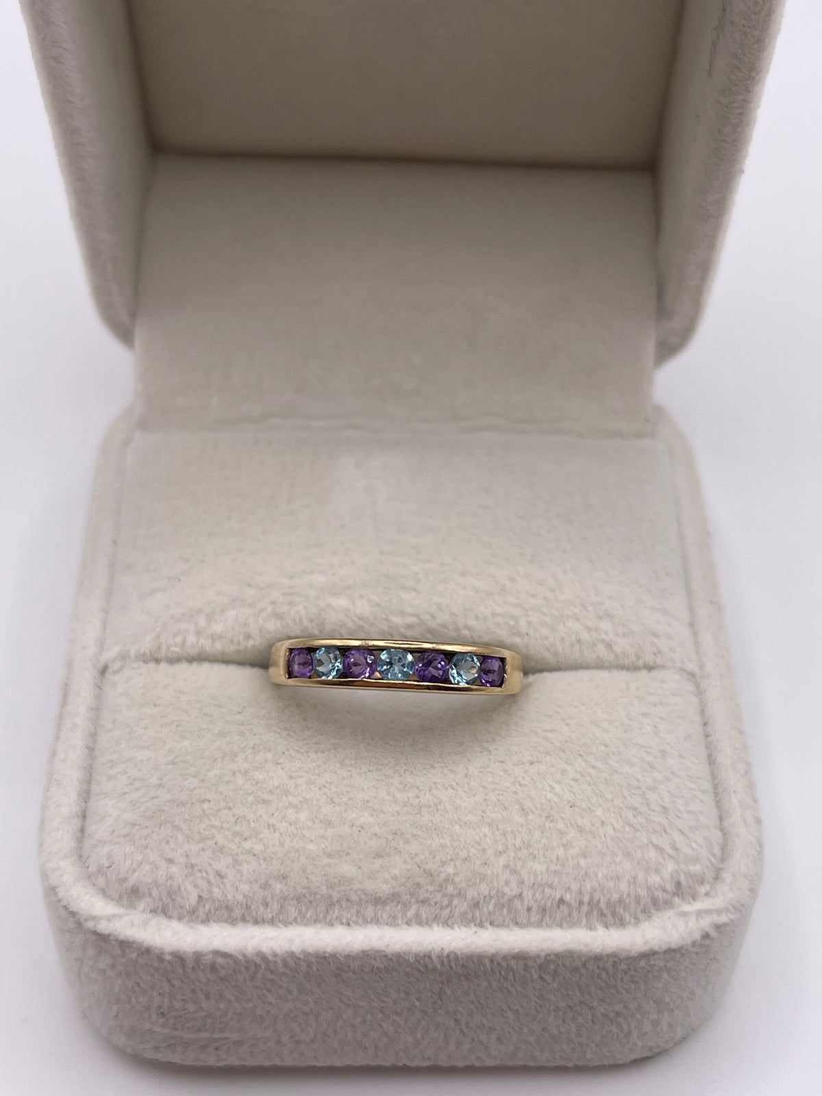 9ct gold amethyst and topaz ring