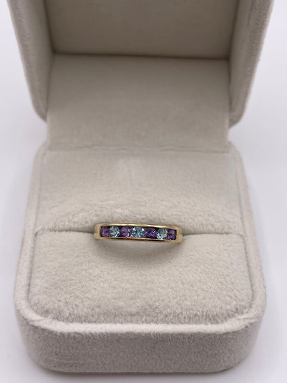 9ct gold amethyst and topaz ring