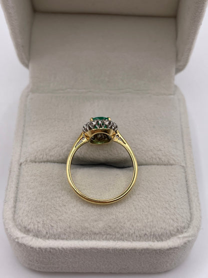 18ct gold platinum emerald and diamond ring