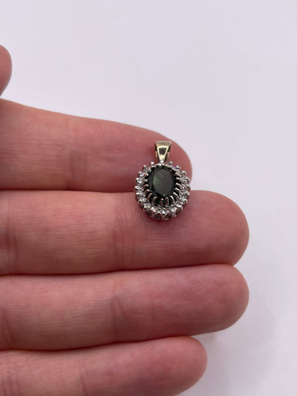 9ct gold tourmaline and diamond pendant
