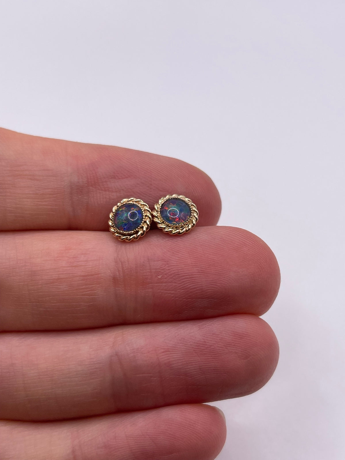 9ct gold opal triplet earrings