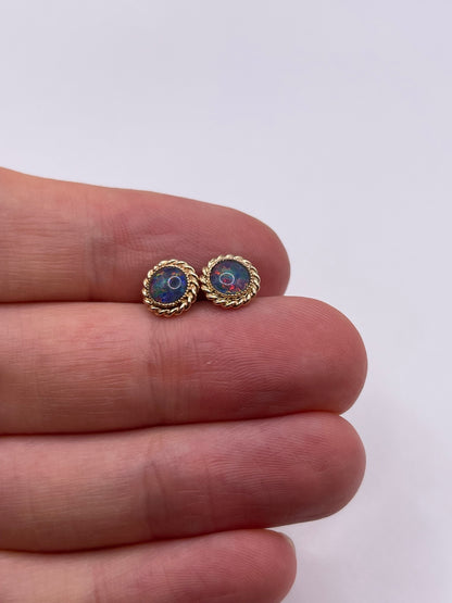 9ct gold opal triplet earrings