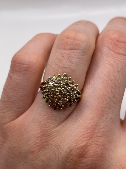 9ct gold cognac diamond cluster ring