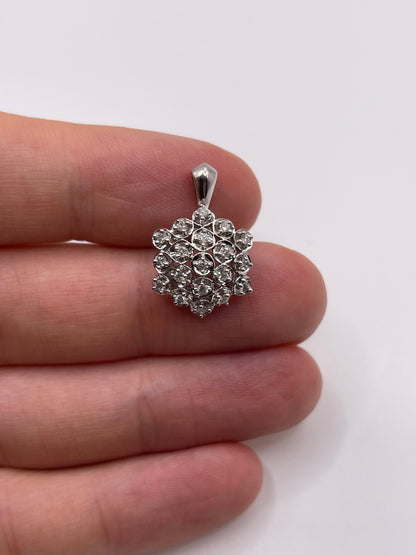 9ct white gold diamond cluster pendant