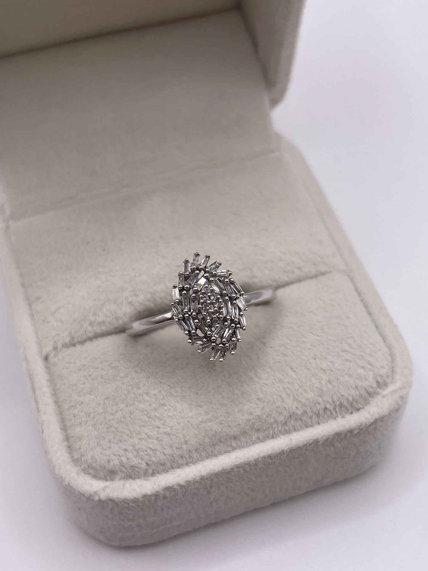 9ct white gold diamond cluster ring