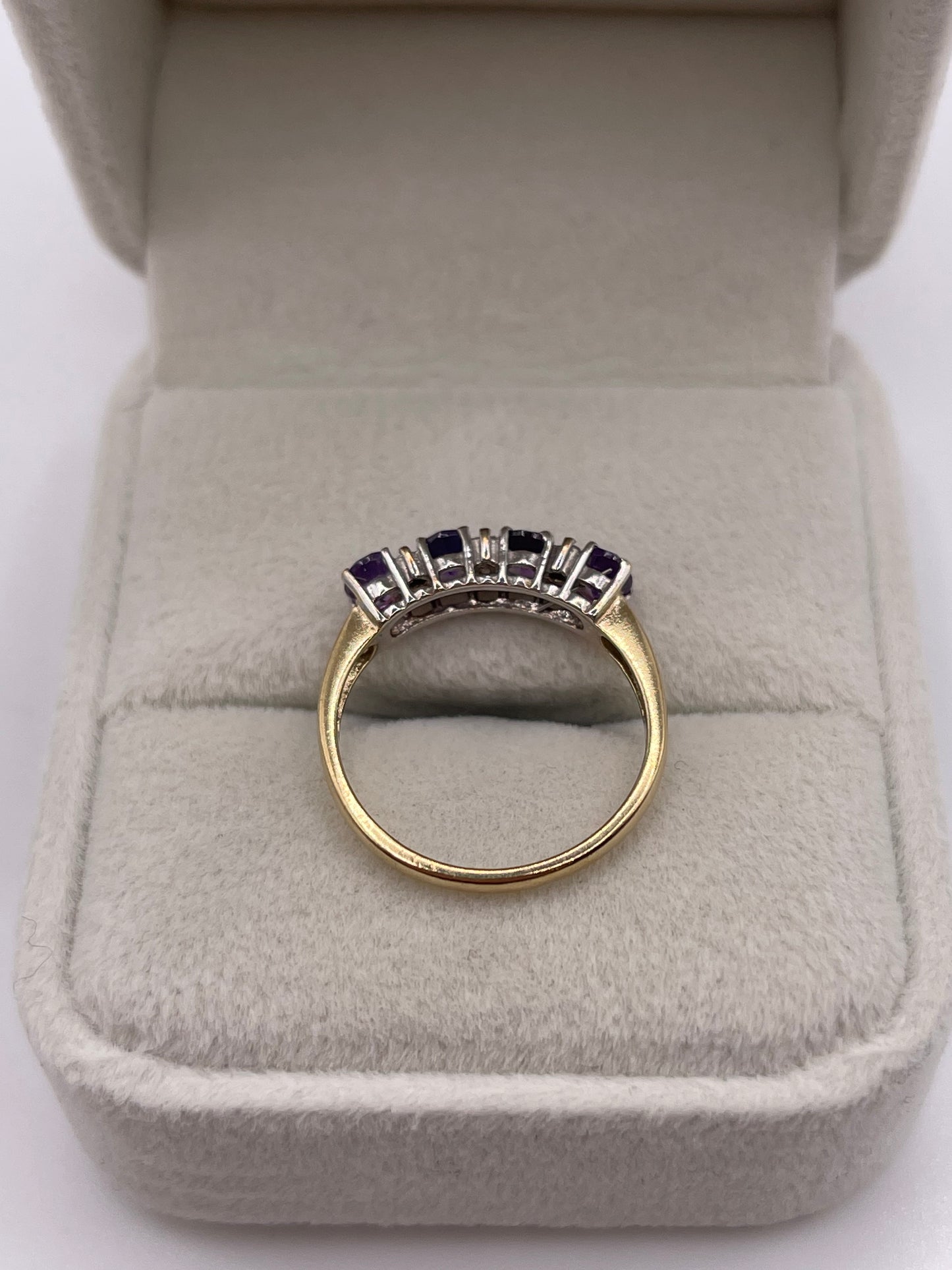 9ct gold amethyst and diamond ring