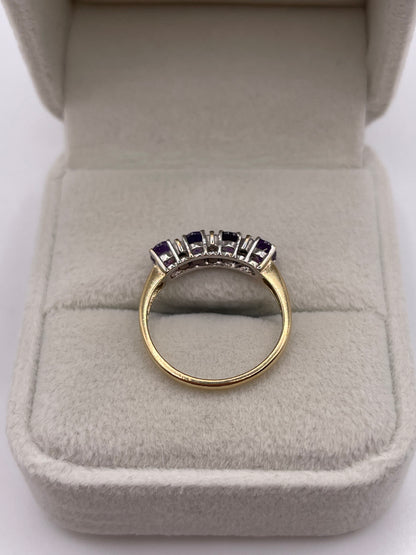 9ct gold amethyst and diamond ring