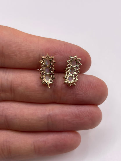 9ct gold opal and tanzanite earrings