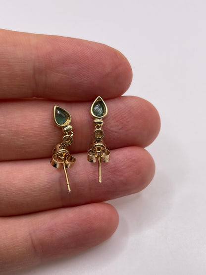9ct gold emerald and diamond earrings
