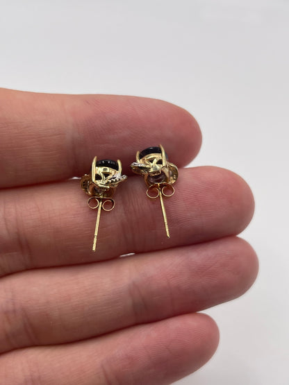 9ct gold blueberry quartz and diamond earrings