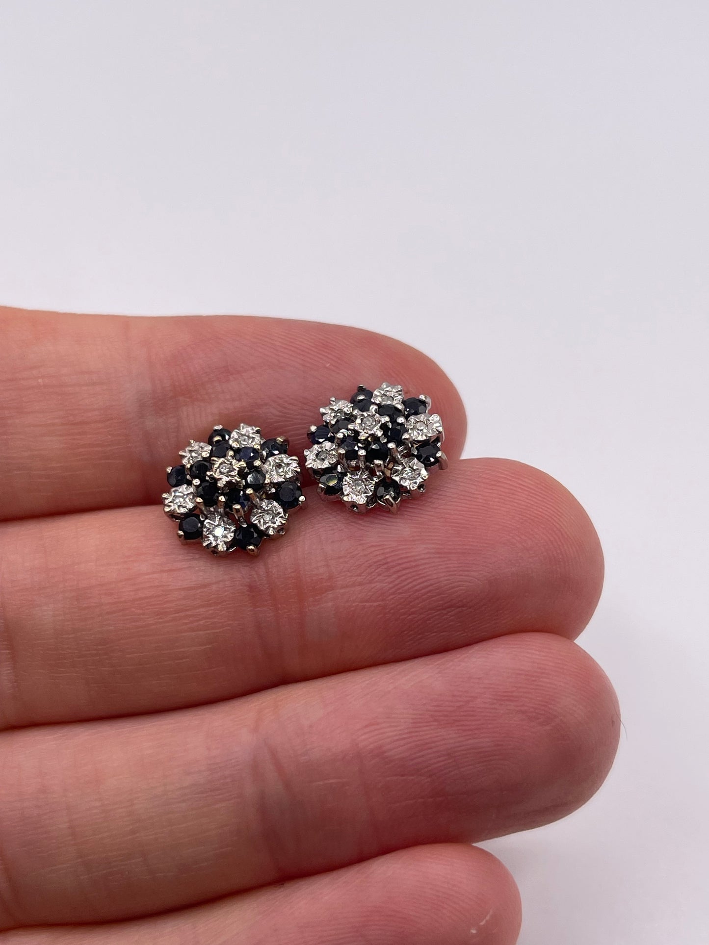 9ct gold sapphire and diamond earrings