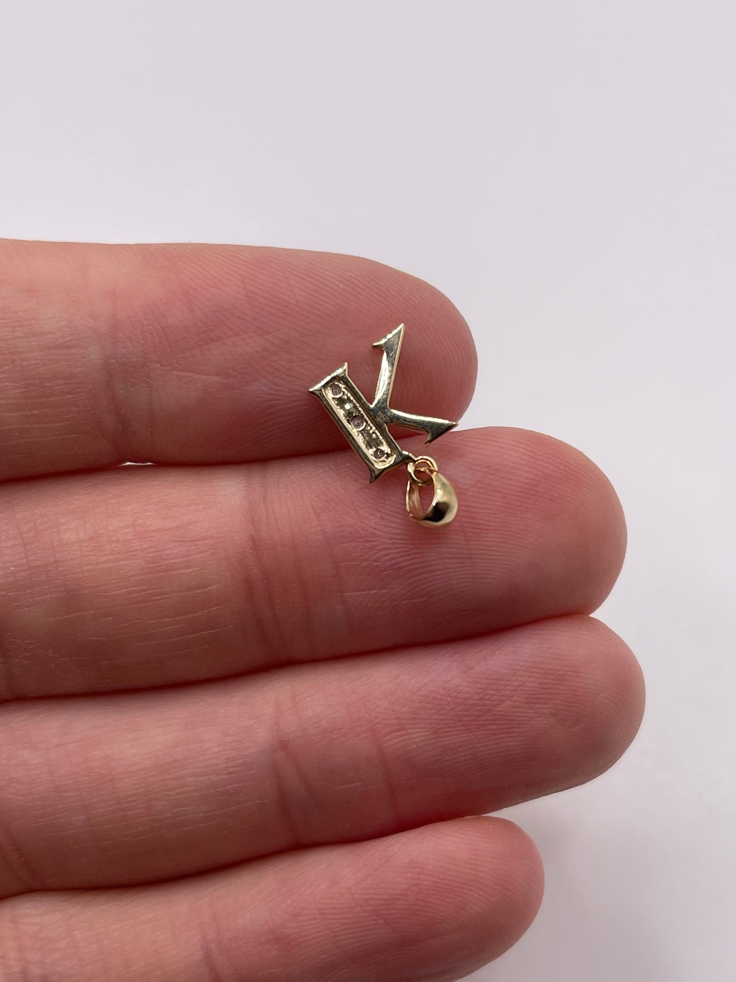 9ct gold diamond initial K pendant