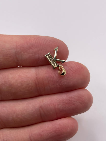 9ct gold diamond initial K pendant