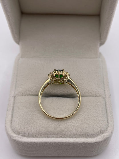 9ct gold diopside, peridot and opal ring