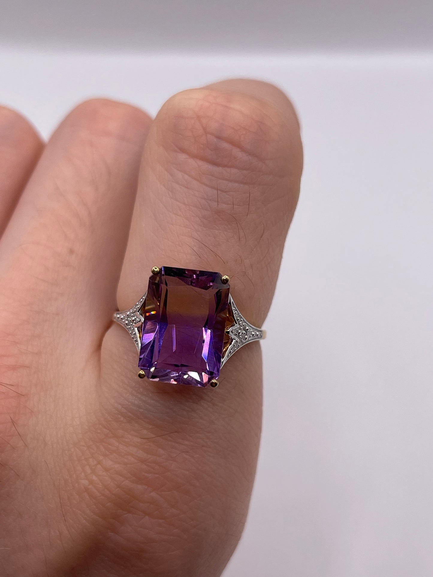 9ct gold ametrine and diamond ring