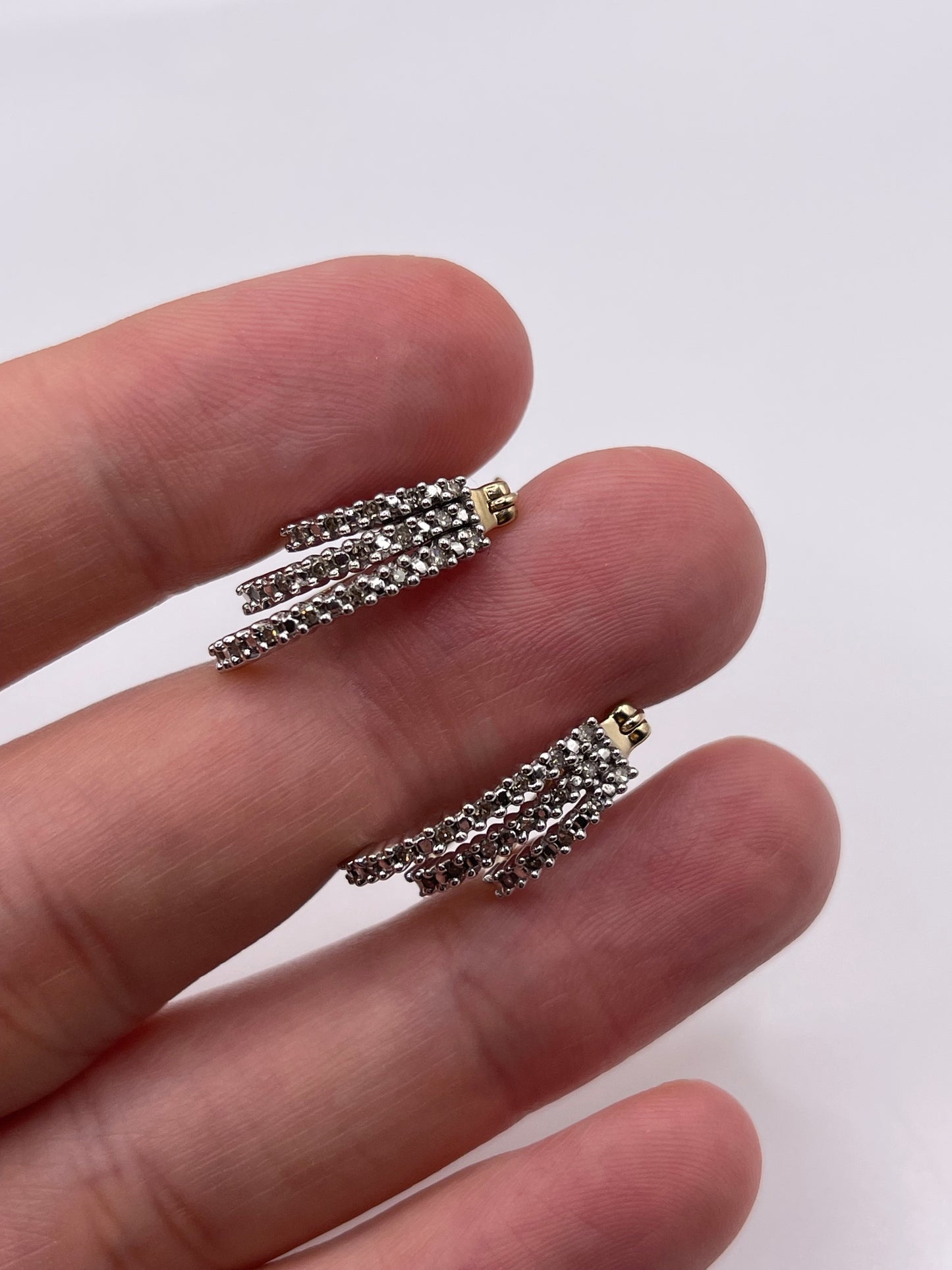 9ct gold diamond hoop earrings