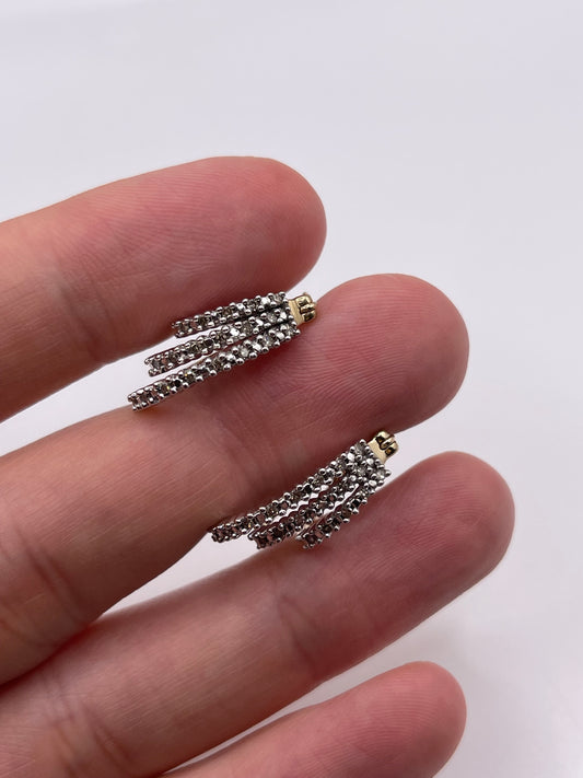 9ct gold diamond hoop earrings