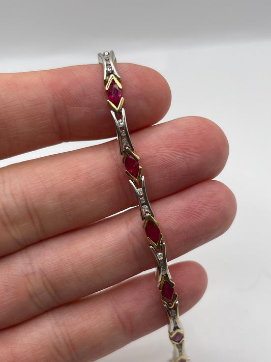 18ct two tone ruby and diamond bracelet