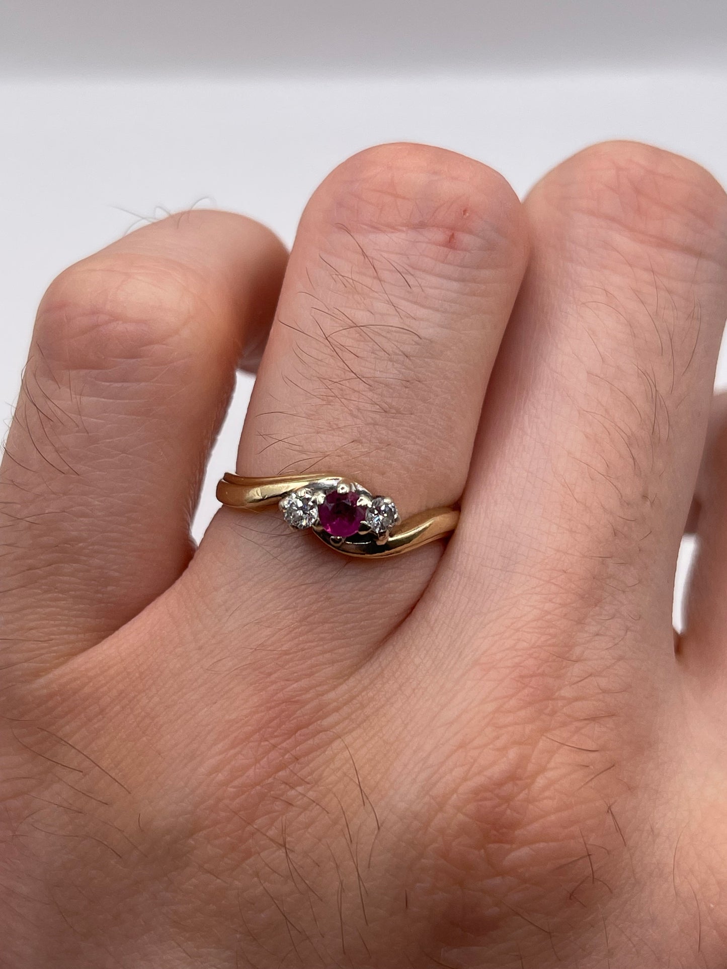 9ct gold ruby and diamond ring