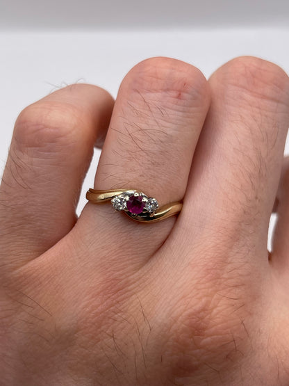 9ct gold ruby and diamond ring