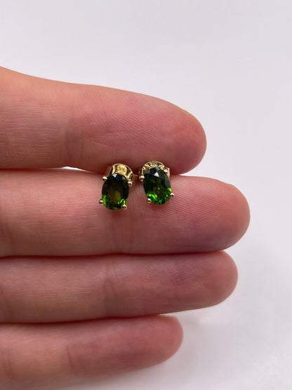 9ct gold diopside earrings