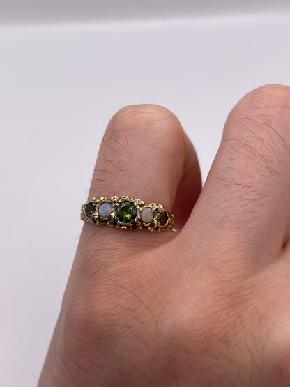 9ct gold opal and quartz ring