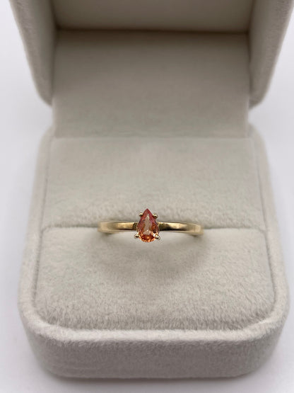 9ct gold orange sapphire ring