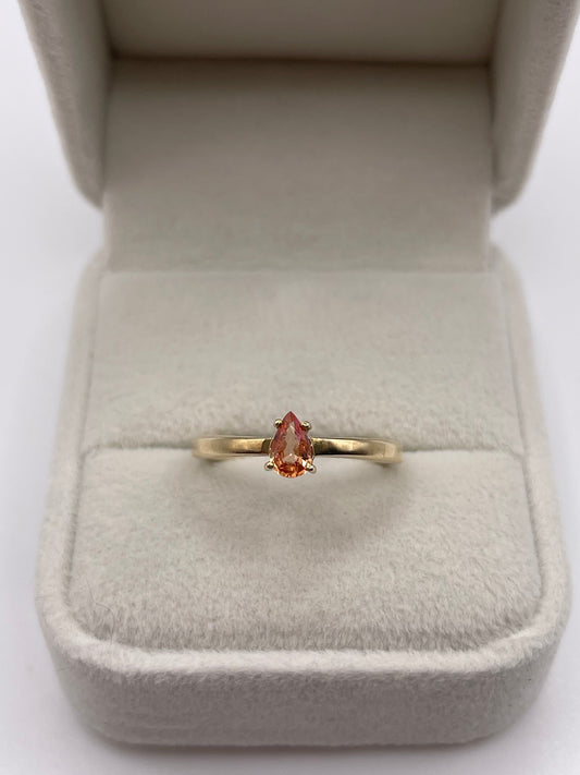 9ct gold orange sapphire ring