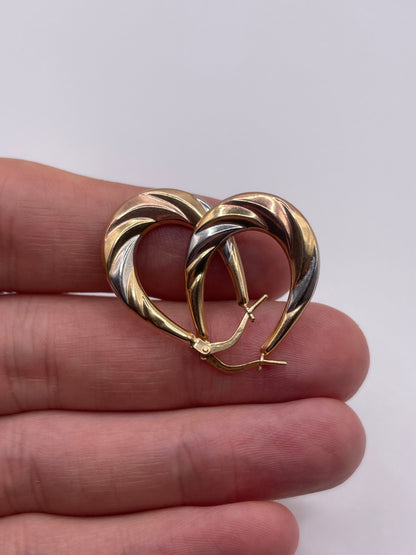 9ct tri gold creole earrings