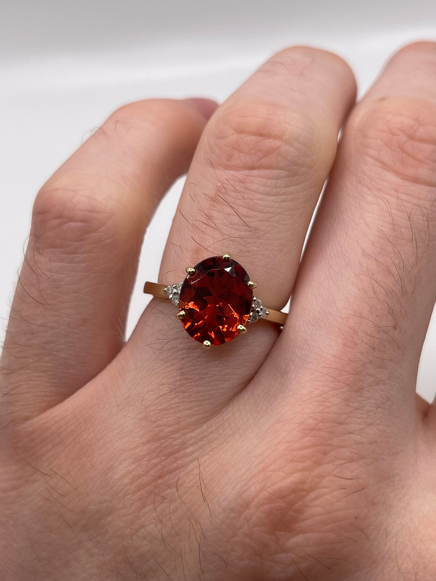 9ct gold quartz and diamond ring