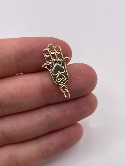9ct gold hamsa evil eye pendant