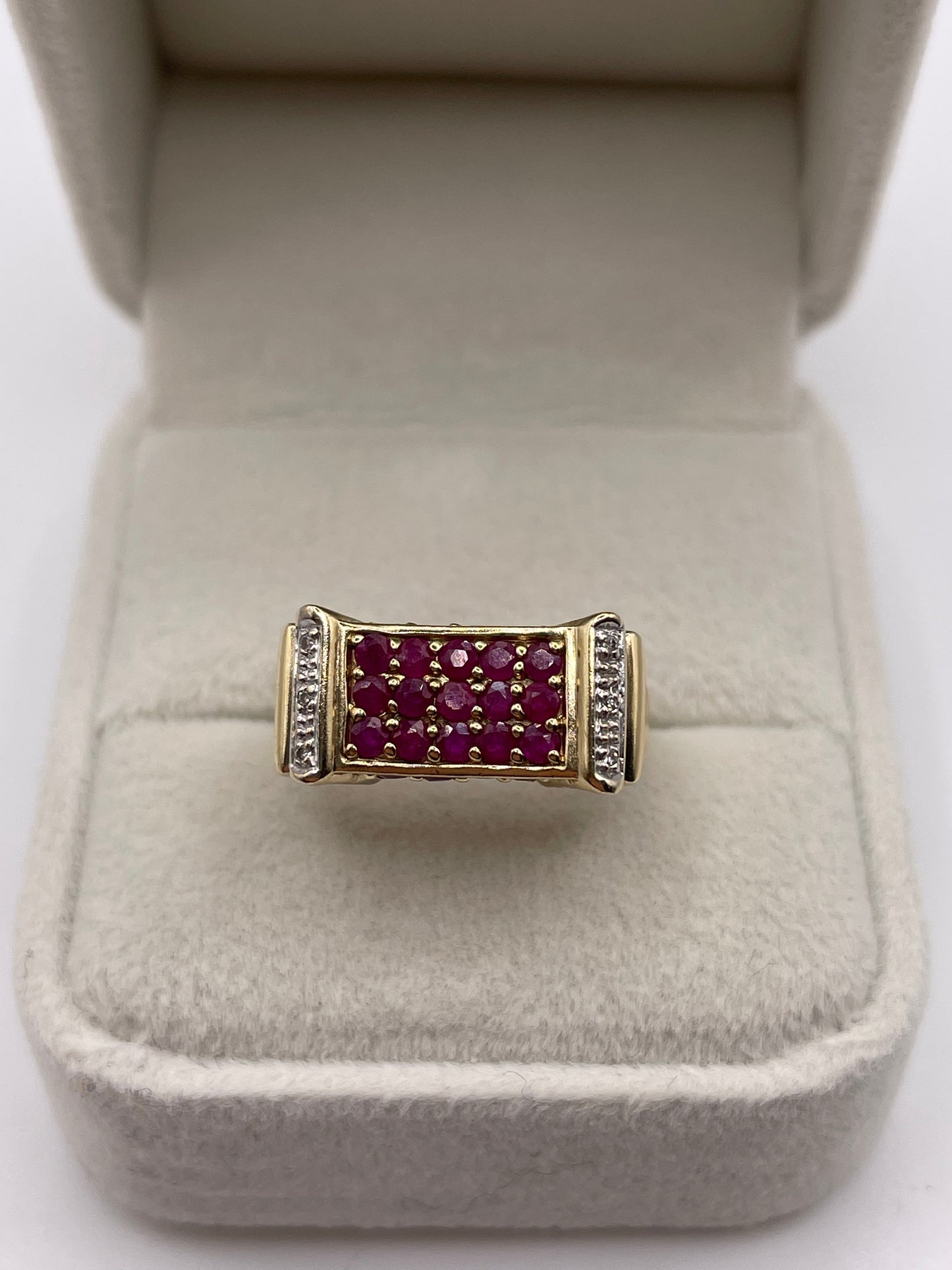 9ct gold ruby and diamond ring