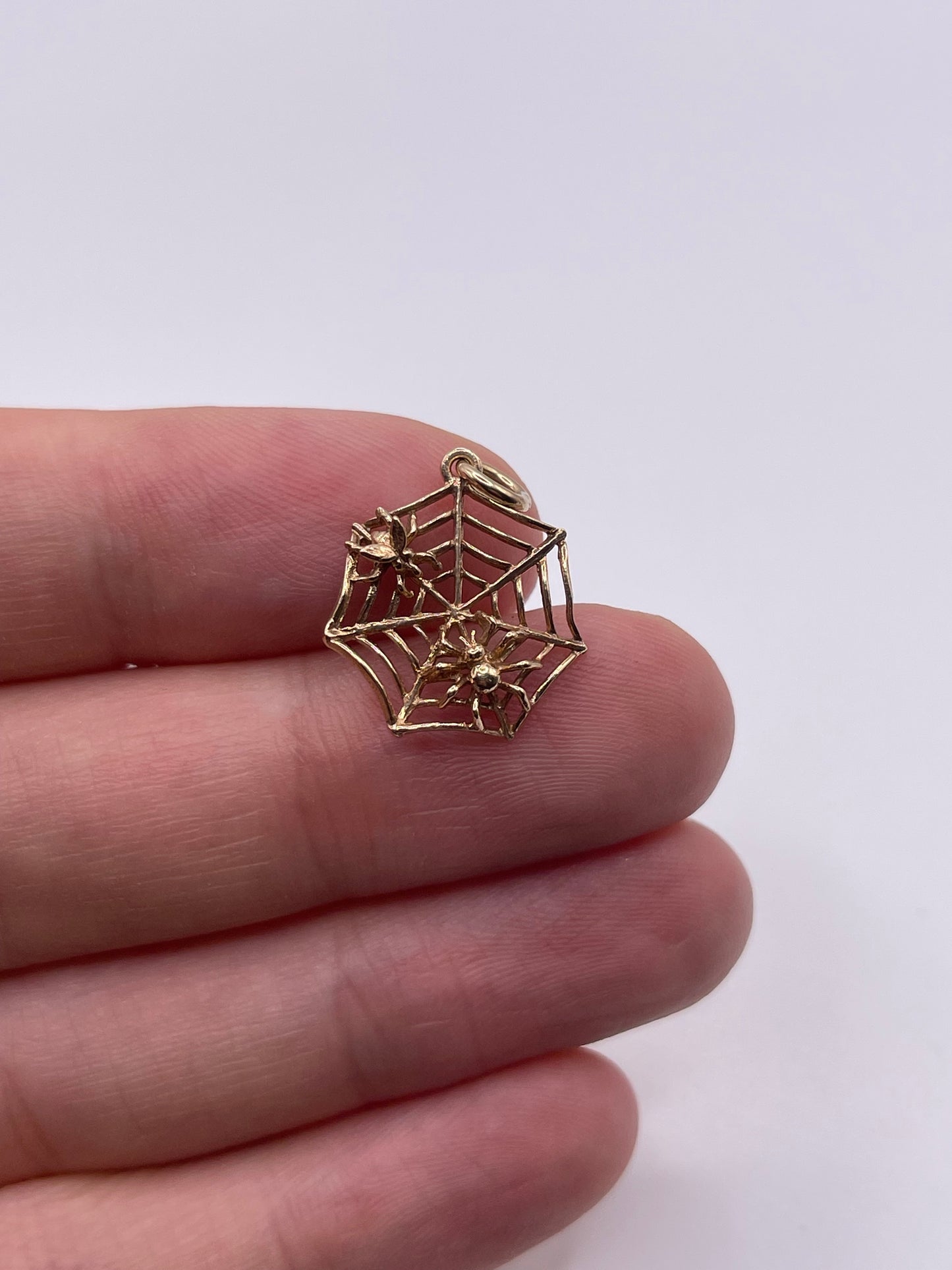 9ct gold spiders web charm