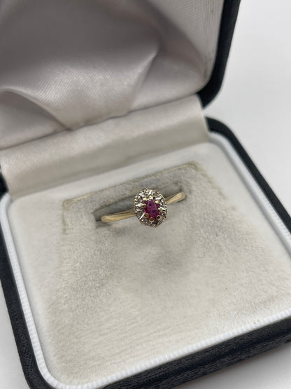 9ct gold ruby and diamond ring