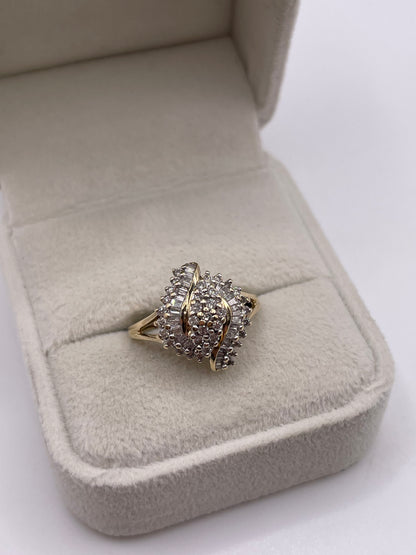 9ct gold diamond cluster ring