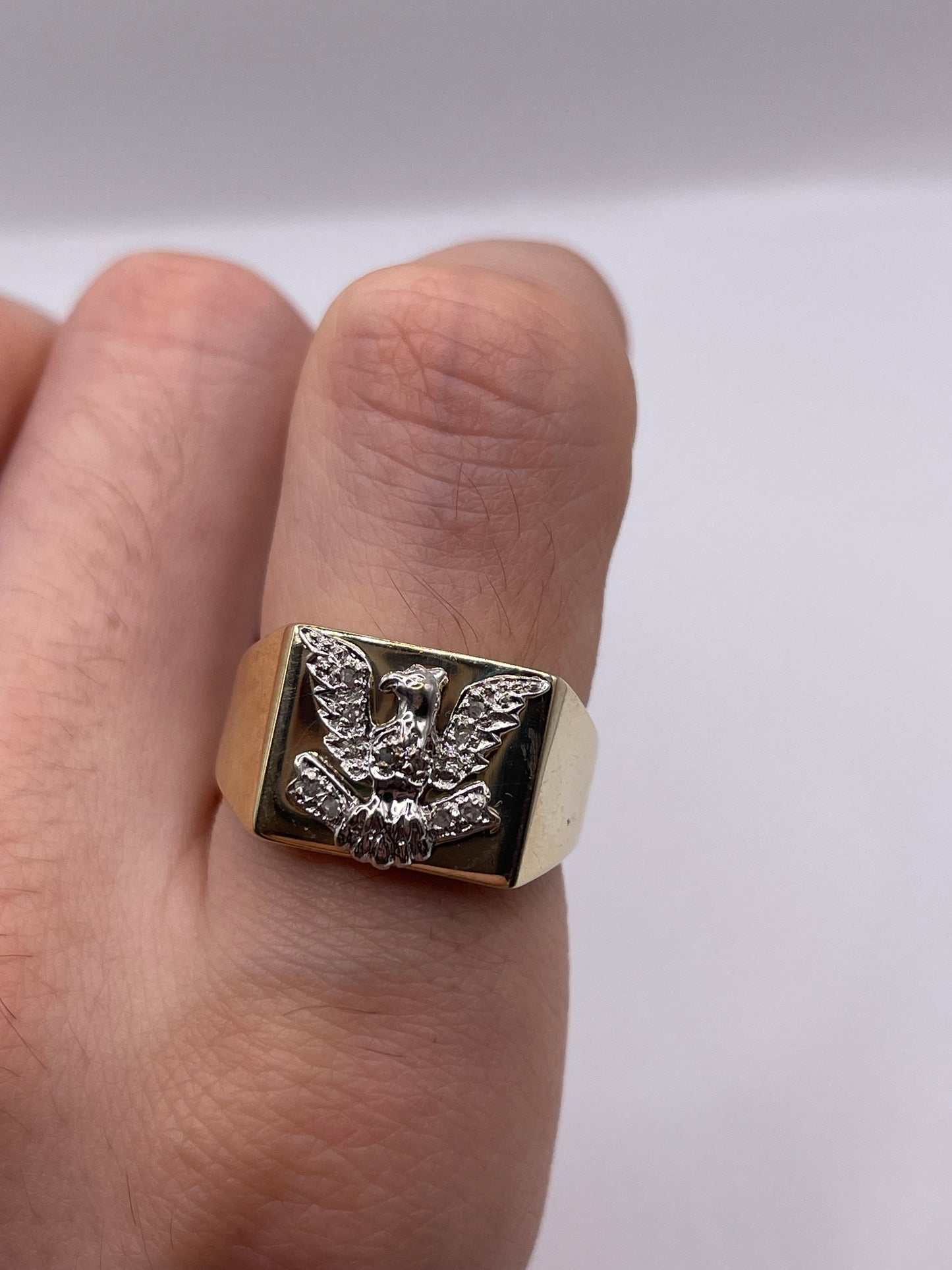 9ct gold diamond eagle ring