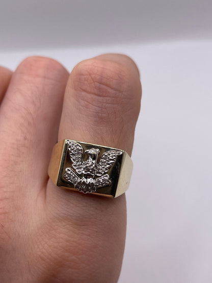9ct gold diamond eagle ring