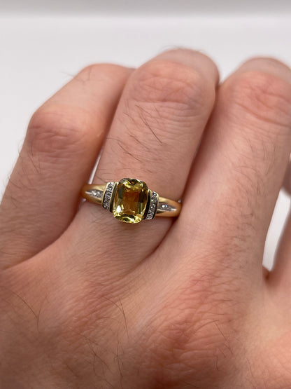 9ct gold citrine and diamond ring