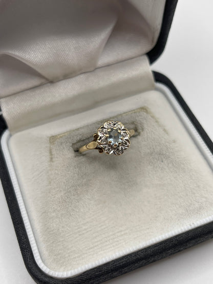 9ct gold topaz and diamond ring