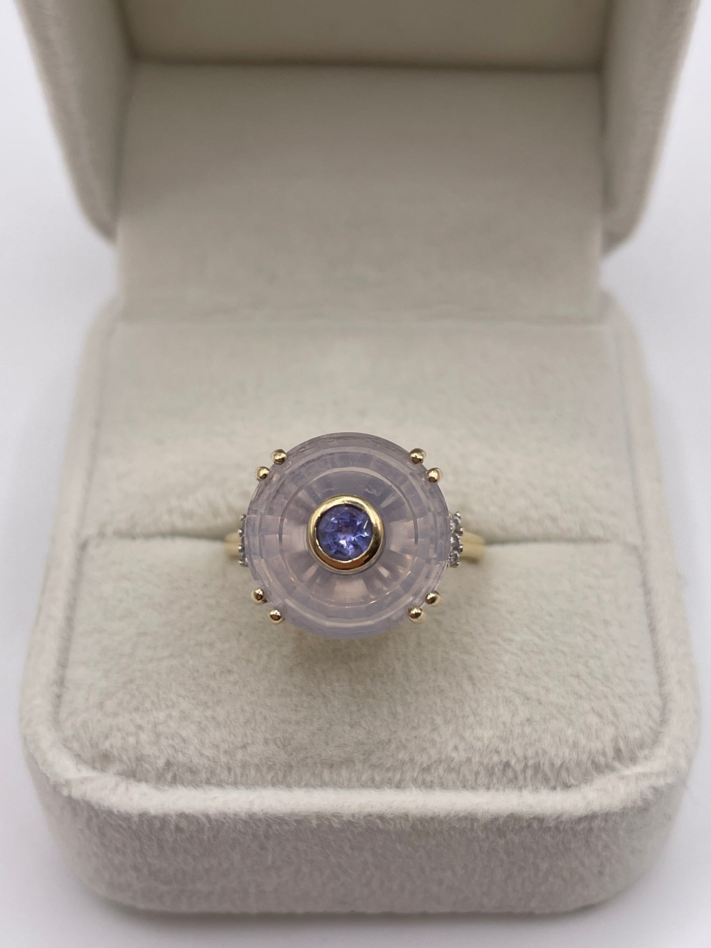 Glenn Lehrer 9ct gold quartz, tanzanite and diamond ring