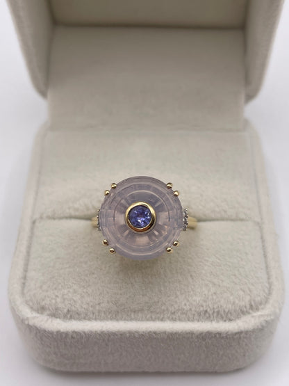 Glenn Lehrer 9ct gold quartz, tanzanite and diamond ring
