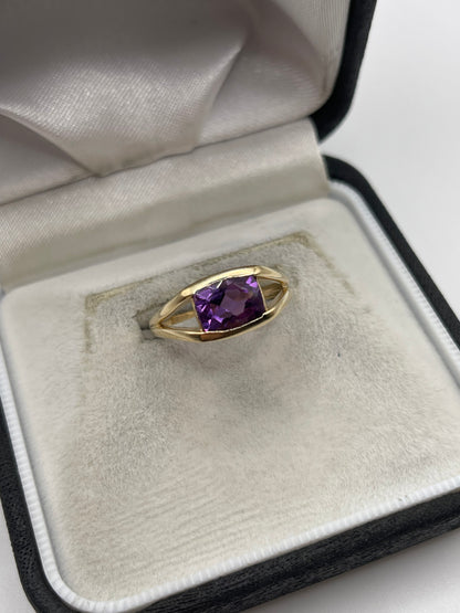 9ct gold amethyst ring