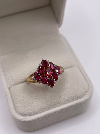 9ct gold ruby and diamond ring