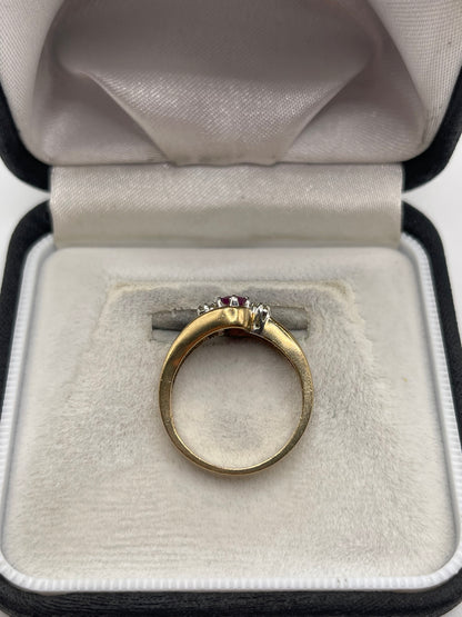 9ct gold ruby and diamond ring