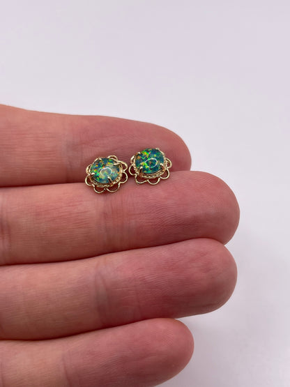 9ct gold opal triplet earrings