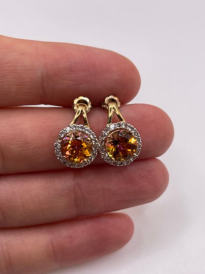 9ct gold topaz cluster earrings